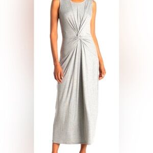 T. Tahari Front Twist Crewneck Women’s Sleeveless Maxi Gray XS Extra Small NWT